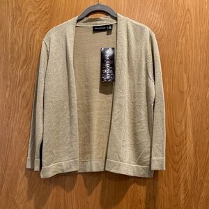 Nina Leonard tan/gold Knit Cardigan